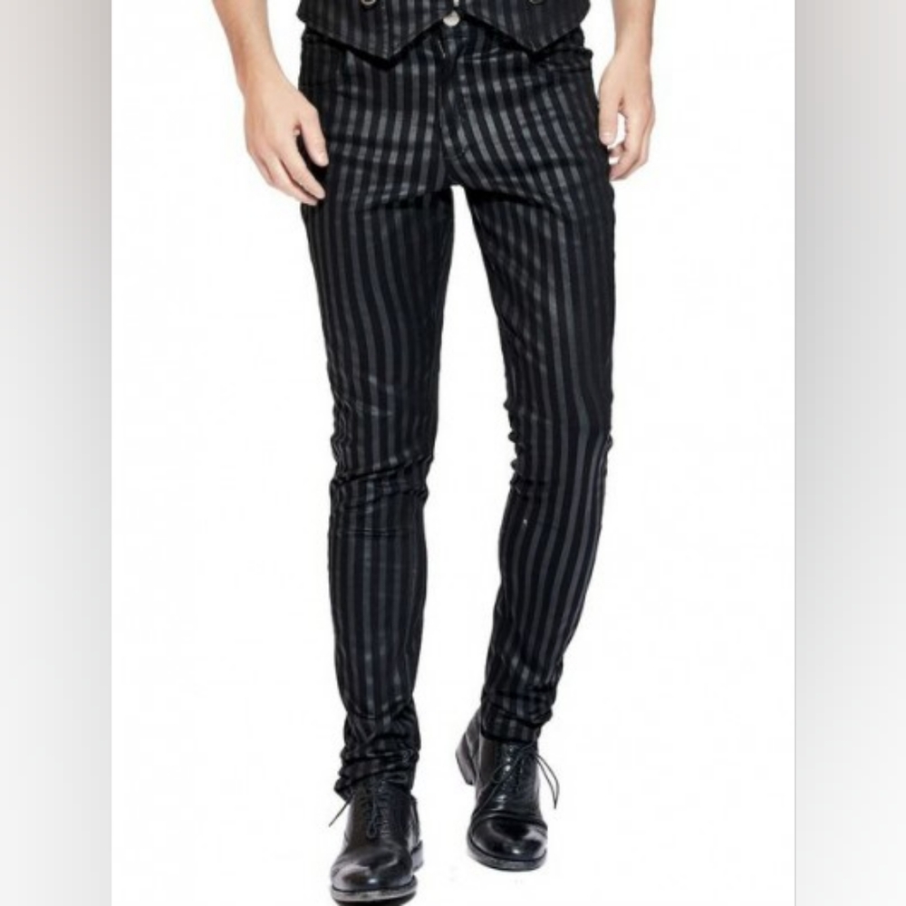 NWT Pentagramme Men's Black And Grey Striped Pants Sizes 2X And 3X